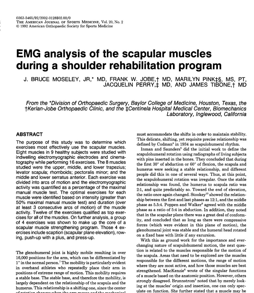 Análisis electromiográfico de los músculos escapulares durante un programa de rehabilitación del hombro