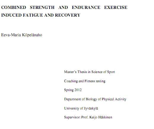 Combined strength and endurance exercise induced fatigue and recovery (Tesis)